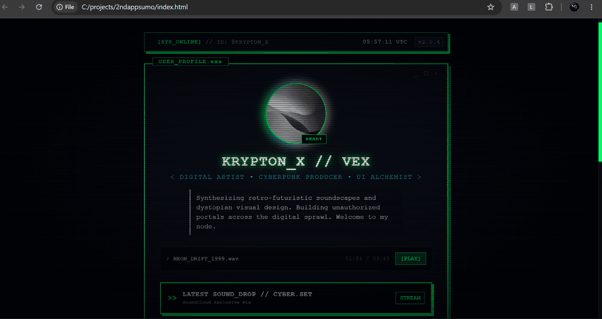 Y2K Retro Cyber Link-in-Bio & Portfolio Template (HTML5/Tailwind)