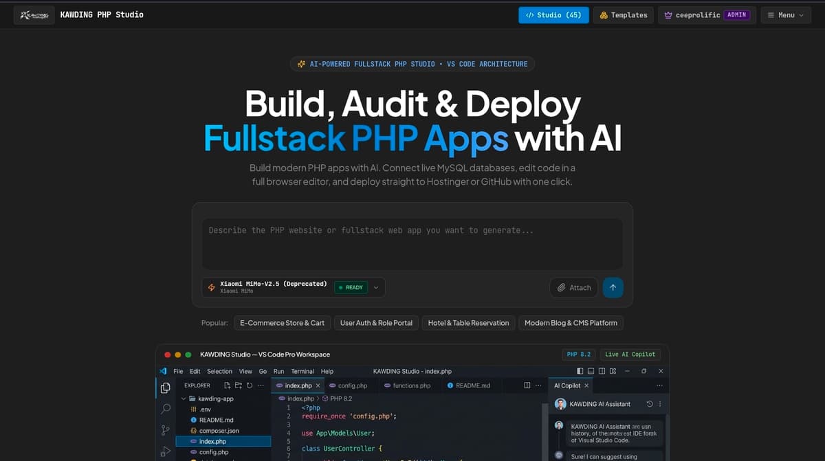 AI Website Builder SaaS - Autonomous PHP Studio