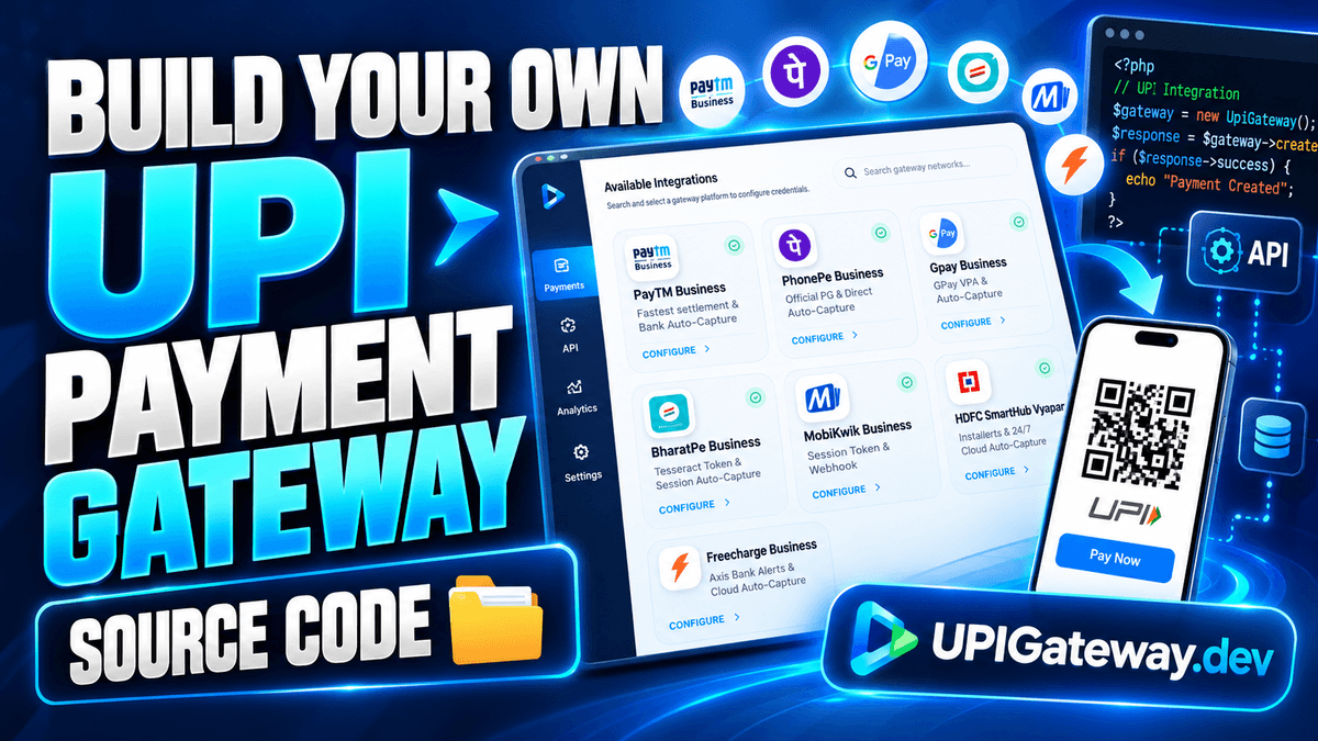 UPI Payment Gateway Source Code - All In One Script (Node.js, React, Supabase)